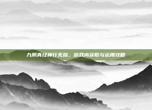 九阴真经神行无踪,游戏内获取与运用攻略