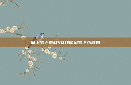 保卫萝卜挑战40攻略金萝卜布阵图