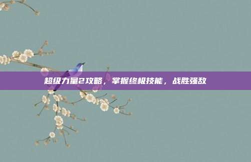 超级力量2攻略，掌握终极技能，战胜强敌