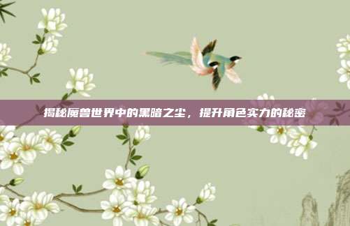 揭秘魔兽世界中的黑暗之尘，提升角色实力的秘密