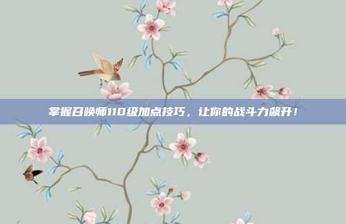 掌握召唤师110级加点技巧，让你的战斗力飙升！