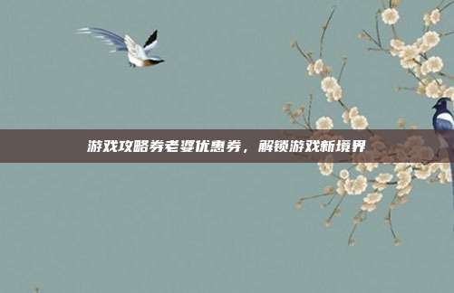 游戏攻略券老婆优惠券，解锁游戏新境界