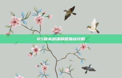 85版本剑魂刷图加点攻略