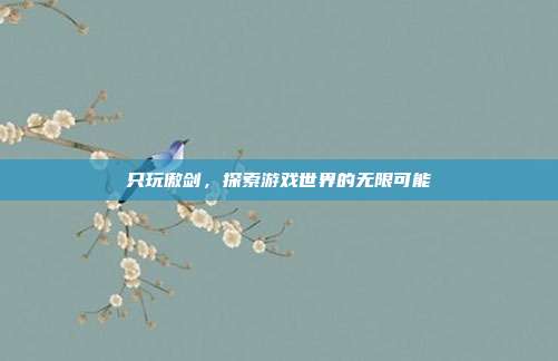 只玩傲剑，探索游戏世界的无限可能