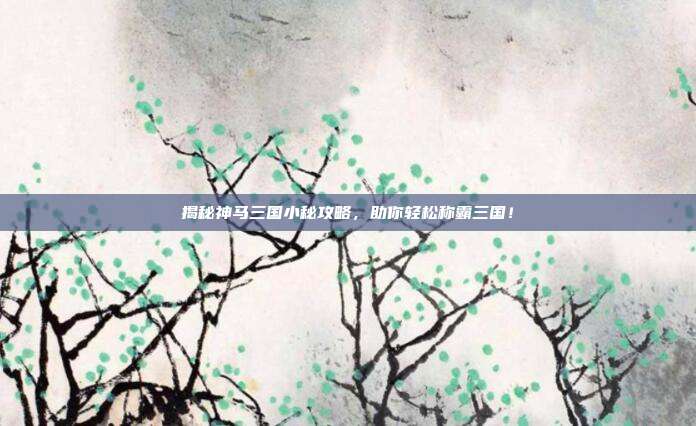 揭秘神马三国小秘攻略，助你轻松称霸三国！