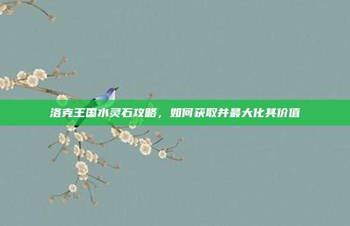 洛克王国水灵石攻略，如何获取并最大化其价值