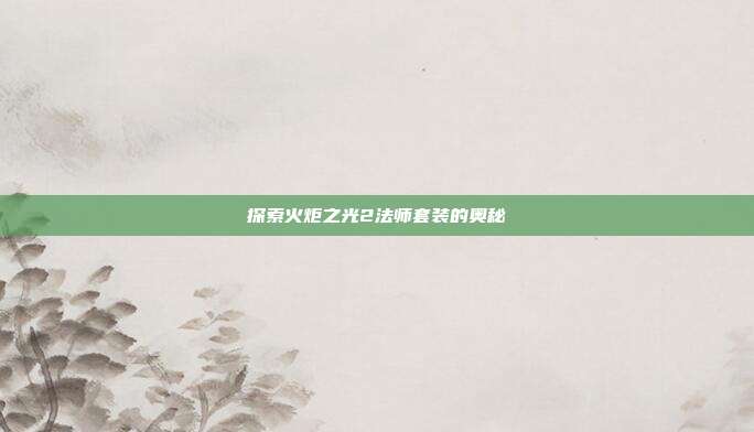 探索火炬之光2法师套装的奥秘