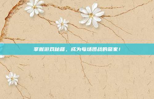 掌握游戏秘籍,成为每场团战的赢家!