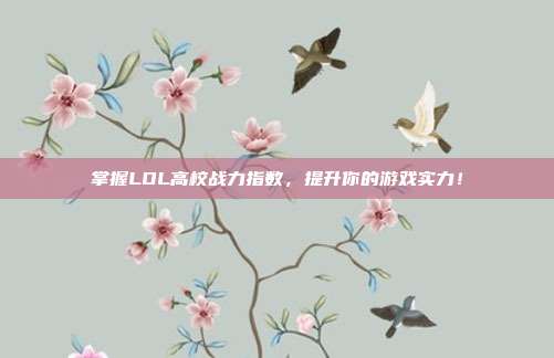 掌握LOL高校战力指数,提升你的游戏实力!