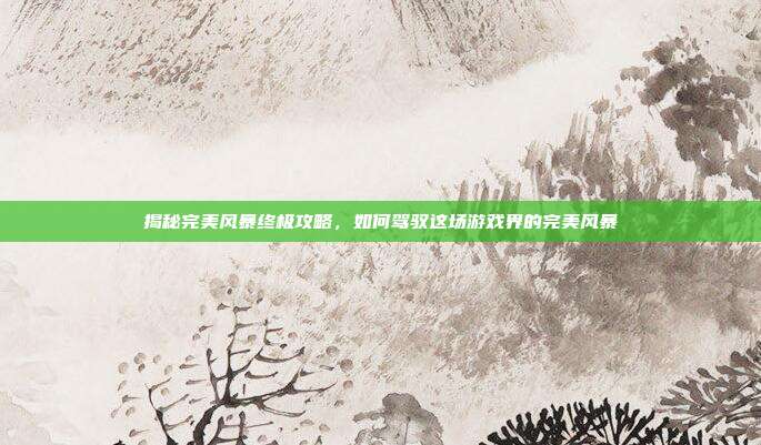 揭秘完美风暴终极攻略,如何驾驭这场游戏界的完美风暴