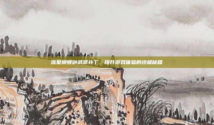 流星蝴蝶剑武器补丁,提升游戏体验的终极秘籍